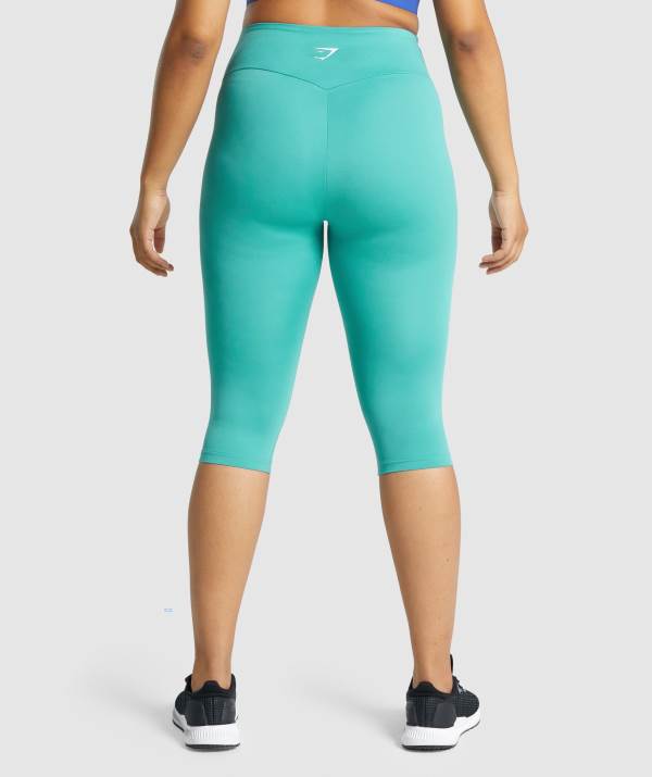 Damske Legíny Gymshark Training Cropped Tyrkysové | OV0658721